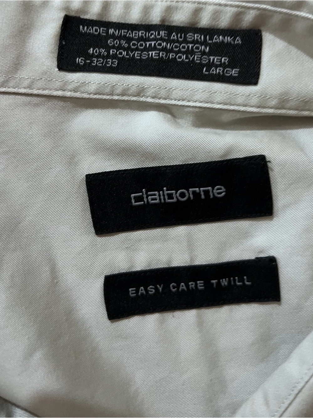 Claiborne Men’s Light Beige Dress Shirt - Large